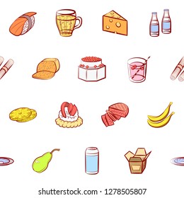 Various images set. Background for printing, design, web. Usable as icons. Seamless. Colored.