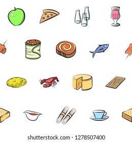 Various images set. Background for printing, design, web. Usable as icons. Seamless. Colored.