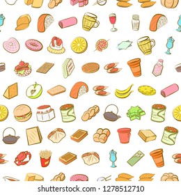 Various images set. Background for printing, design, web. Usable as icons. Seamless. Colored.