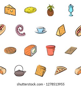 Various images set. Background for printing, design, web. Usable as icons. Seamless. Colored.