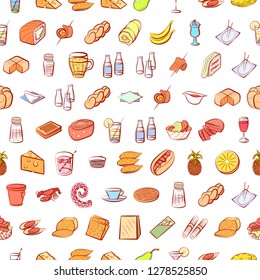 Various images set. Background for printing, design, web. Usable as icons. Seamless. Colored.