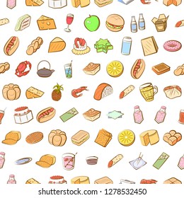 Various images set. Background for printing, design, web. Usable as icons. Seamless. Colored.