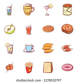Various images set. Background for printing, design, web. Usable as icons. Colored.