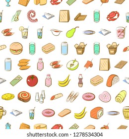 Various images set. Background for printing, design, web. Usable as icons. Seamless. Colored.