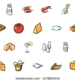 Various images set. Background for printing, design, web. Usable as icons. Seamless. Colored.