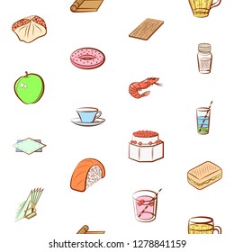 Various images set. Background for printing, design, web. Usable as icons. Seamless. Colored.
