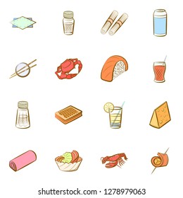 Various images set. Background for printing, design, web. Usable as icons. Colored.