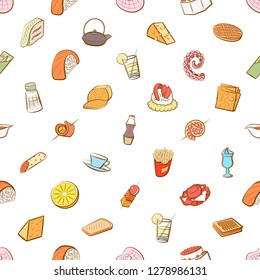 Various images set. Background for printing, design, web. Usable as icons. Seamless. Colored.