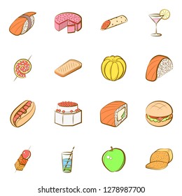 Various images set. Background for printing, design, web. Usable as icons. Colored.