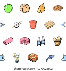 Various images set. Background for printing, design, web. Usable as icons. Seamless. Colored.