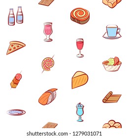 Various images set. Background for printing, design, web. Usable as icons. Seamless. Colored.