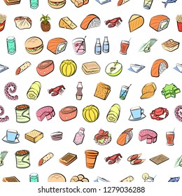 Various images set. Background for printing, design, web. Usable as icons. Seamless. Colored.