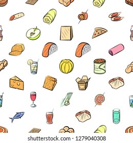 Various images set. Background for printing, design, web. Usable as icons. Seamless. Colored.