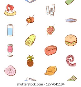 Various images set. Background for printing, design, web. Usable as icons. Seamless. Colored.