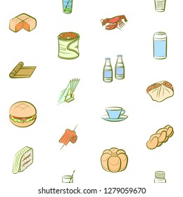 Various images set. Background for printing, design, web. Usable as icons. Seamless. Colored.