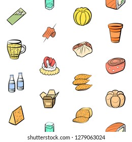 Various images set. Background for printing, design, web. Usable as icons. Seamless. Colored.