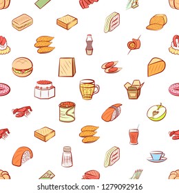 Various images set. Background for printing, design, web. Usable as icons. Seamless. Colored.