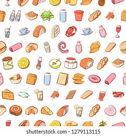 Various images set. Background for printing, design, web. Usable as icons. Seamless. Colored.