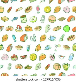 Various images set. Background for printing, design, web. Usable as icons. Seamless. Colored.