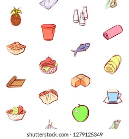 Various images set. Background for printing, design, web. Usable as icons. Seamless. Colored.