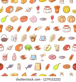 Various images set. Background for printing, design, web. Usable as icons. Seamless. Colored.