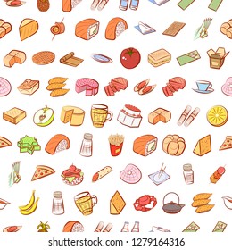 Various images set. Background for printing, design, web. Usable as icons. Seamless. Colored.