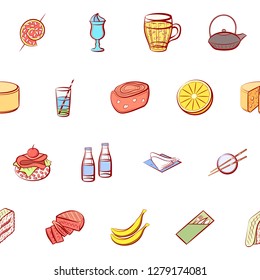 Various images set. Background for printing, design, web. Usable as icons. Seamless. Colored.