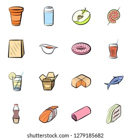 Various images set. Background for printing, design, web. Usable as icons. Colored.