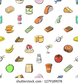 Various images set. Background for printing, design, web. Usable as icons. Seamless. Colored.