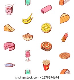 Various images set. Background for printing, design, web. Usable as icons. Seamless. Colored.