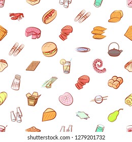 Various images set. Background for printing, design, web. Usable as icons. Seamless. Colored.
