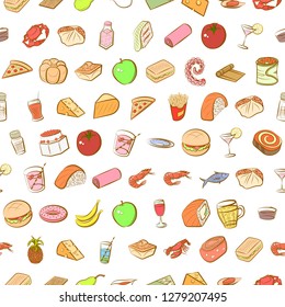 Various images set. Background for printing, design, web. Usable as icons. Seamless. Colored.
