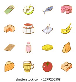 Various images set. Background for printing, design, web. Usable as icons. Colored.