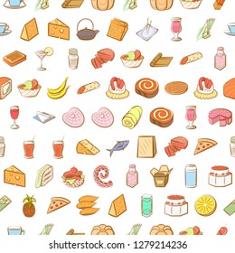 Various images set. Background for printing, design, web. Usable as icons. Seamless. Colored.