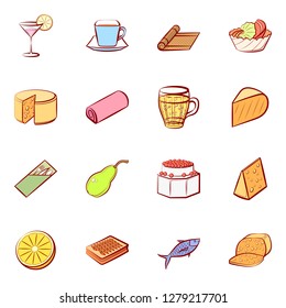 Various images set. Background for printing, design, web. Usable as icons. Colored.