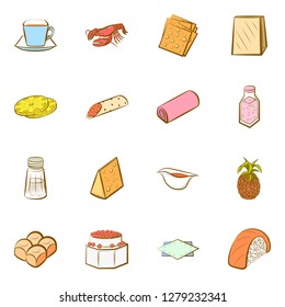 Various images set. Background for printing, design, web. Usable as icons. Colored.