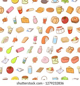 Various images set. Background for printing, design, web. Usable as icons. Seamless. Colored.