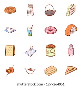 Various images set. Background for printing, design, web. Usable as icons. Colored.