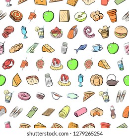 Various images set. Background for printing, design, web. Usable as icons. Seamless. Colored.