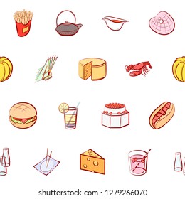 Various images set. Background for printing, design, web. Usable as icons. Seamless. Colored.
