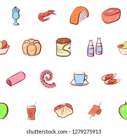 Various images set. Background for printing, design, web. Usable as icons. Seamless. Colored.