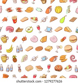 Various images set. Background for printing, design, web. Usable as icons. Seamless. Colored.