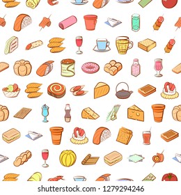 Various images set. Background for printing, design, web. Usable as icons. Seamless. Colored.