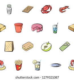 Various images set. Background for printing, design, web. Usable as icons. Seamless. Colored.