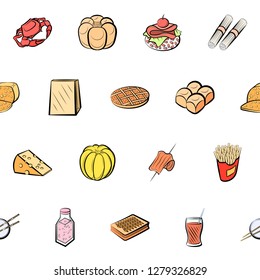 Various images set. Background for printing, design, web. Usable as icons. Seamless. Colored.