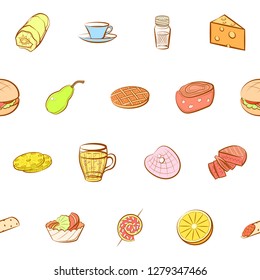 Various images set. Background for printing, design, web. Usable as icons. Seamless. Colored.