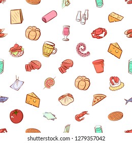 Various images set. Background for printing, design, web. Usable as icons. Seamless. Colored.