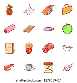 Various images set. Background for printing, design, web. Usable as icons. Colored.