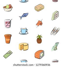 Various images set. Background for printing, design, web. Usable as icons. Seamless. Colored.