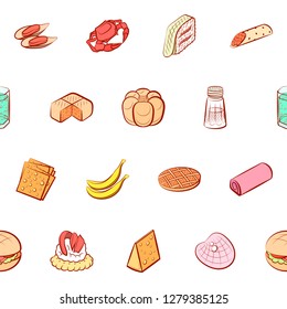 Various images set. Background for printing, design, web. Usable as icons. Seamless. Colored.